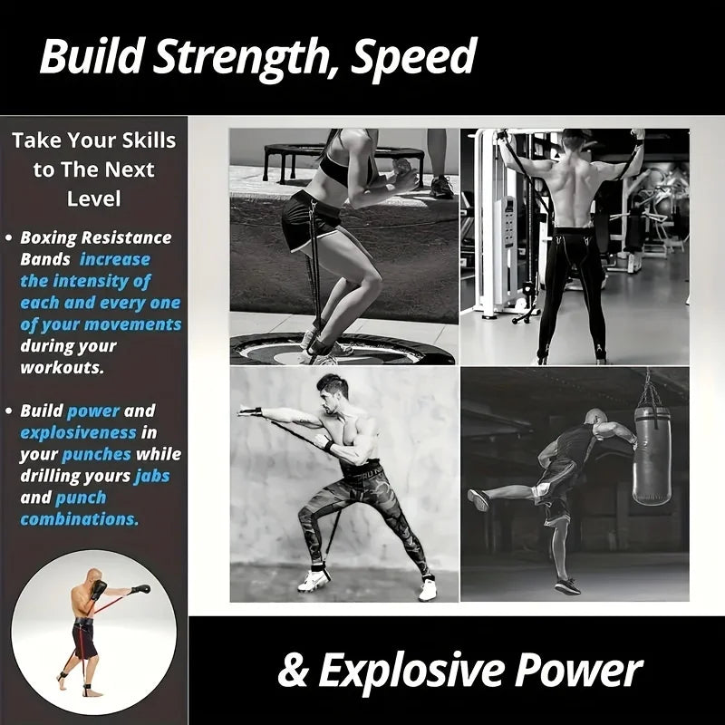 12-Piece Heavy Duty Resistance Boxing Training Set for MMA, Home Boxing & Taekwondo - Full Body Strength Equipment for Arms, Leg